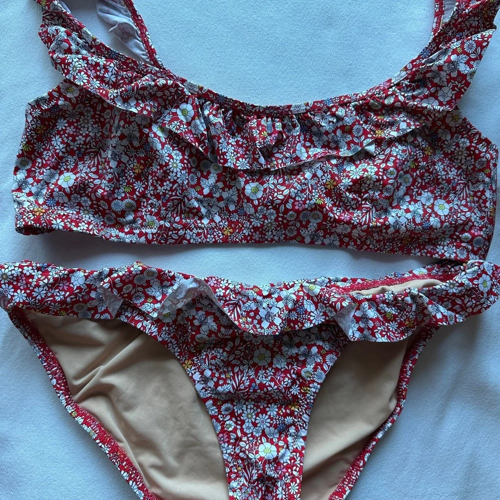 J. Crew Red Floral Bikini - Picture 1 of 3
